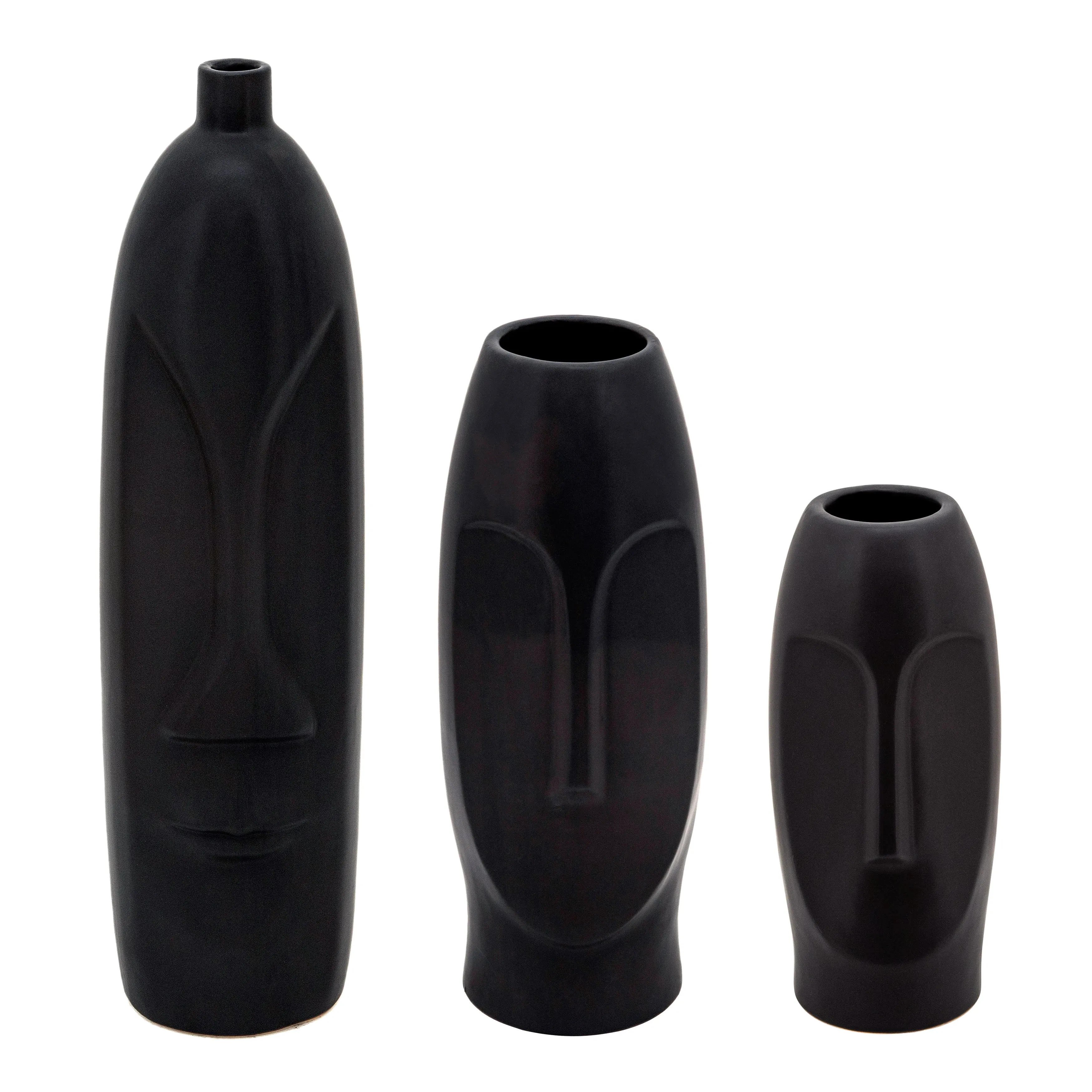 10"H Face Vase, Black