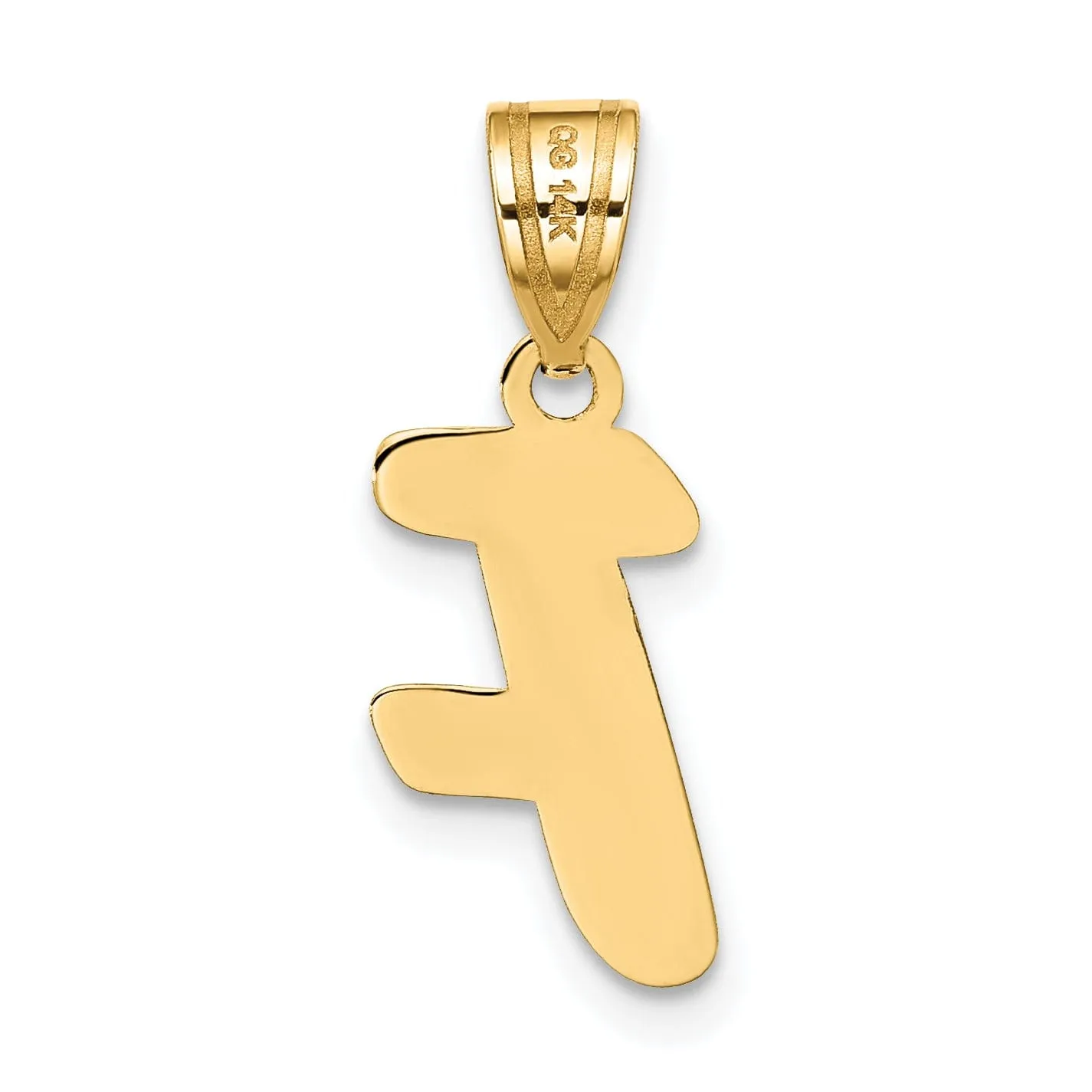 14k Yellow Gold Polished Finish Script Design Letter F Initial Pendant
