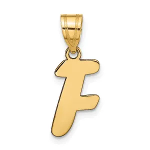 14k Yellow Gold Polished Finish Script Design Letter F Initial Pendant