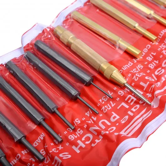 18 Pcs Brass & Steel Punch Set Solid w/ Automatic Pin Center Pouch