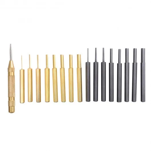 18 Pcs Brass & Steel Punch Set Solid w/ Automatic Pin Center Pouch