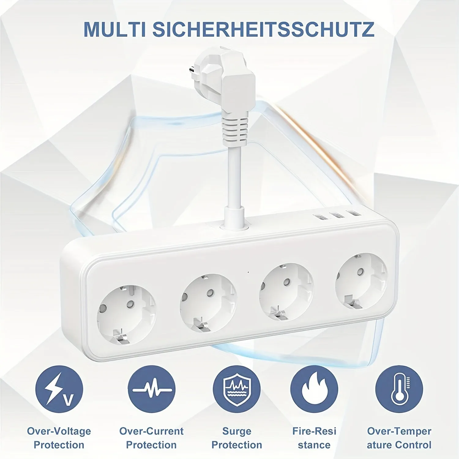 7in1 White Socket Adapter with USB for Office or Home