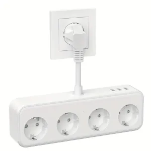 7in1 White Socket Adapter with USB for Office or Home