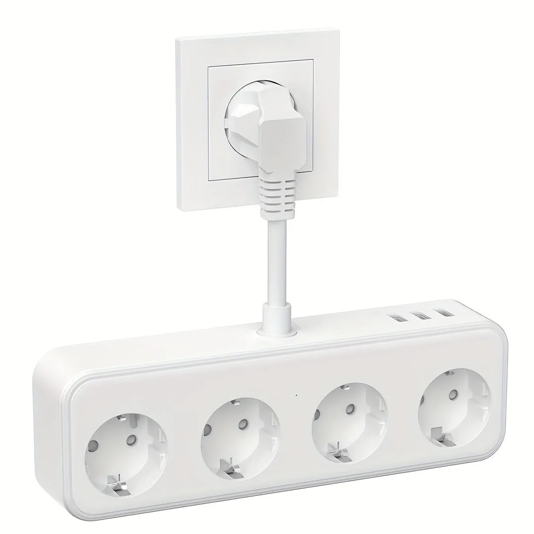 7in1 White Socket Adapter with USB for Office or Home