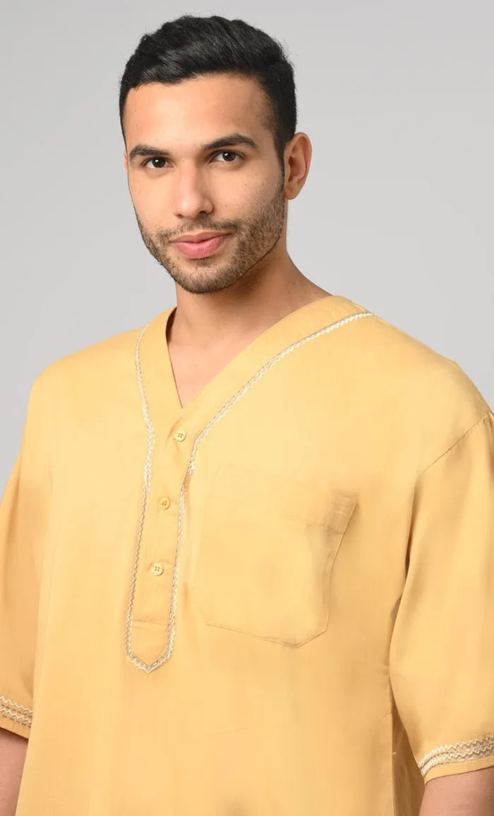 Aabid Modest Muslim Mens Embroidered Kurta Pajama Set - Final Sale