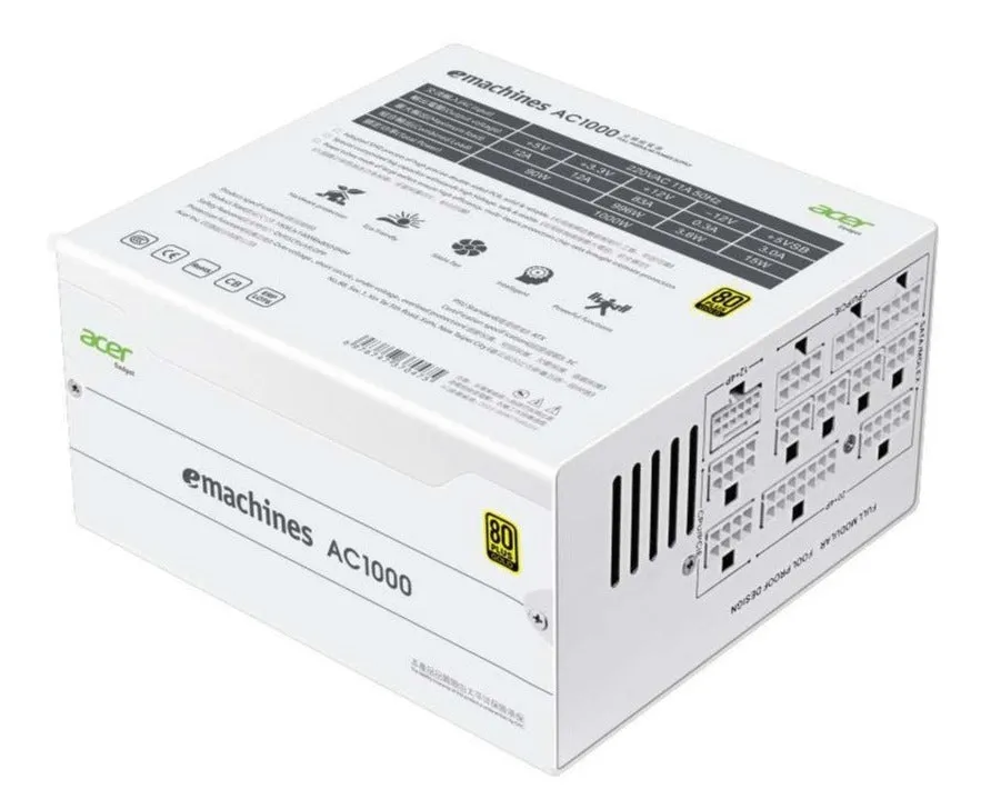 Acer AC1000 White 白色 1000W (PCIe5.0) 80Plus Gold Fully Modular Power Supply