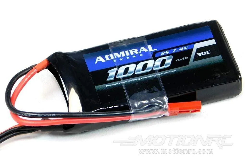 Admiral 1000mAh 2S 7.4V 30C LiPo Battery with JST Connector