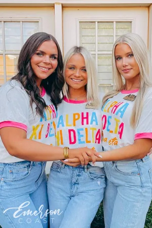 Alpha Xi Delta Bright Colorblock Ringer