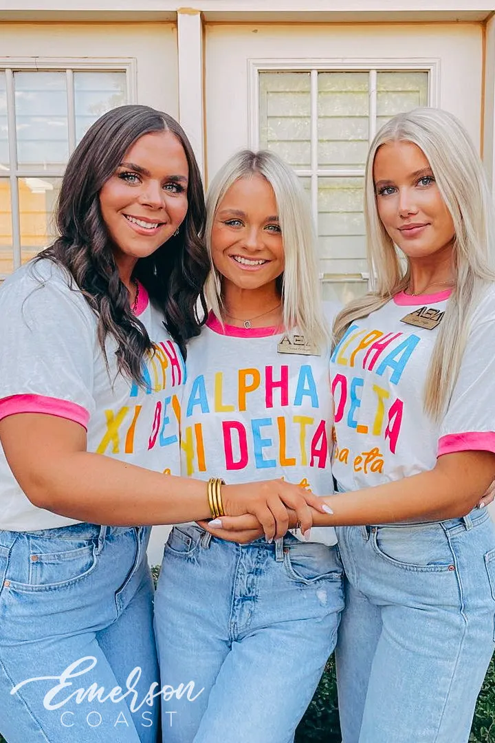 Alpha Xi Delta Bright Colorblock Ringer