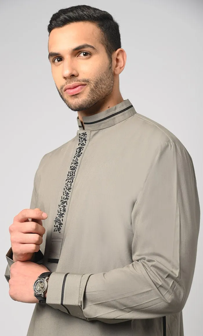 Arabian Black Emroidery Detailing Thobe / Jubba For Men  - Final Sale