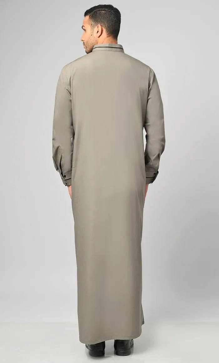 Arabian Black Emroidery Detailing Thobe / Jubba For Men  - Final Sale