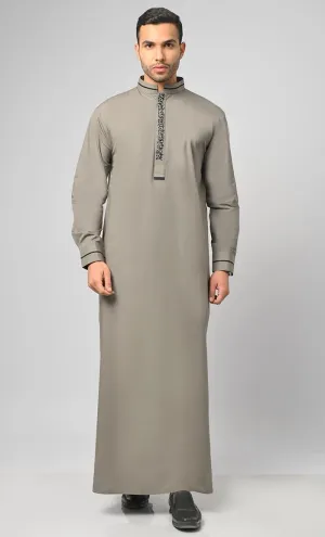 Arabian Black Emroidery Detailing Thobe / Jubba For Men  - Final Sale