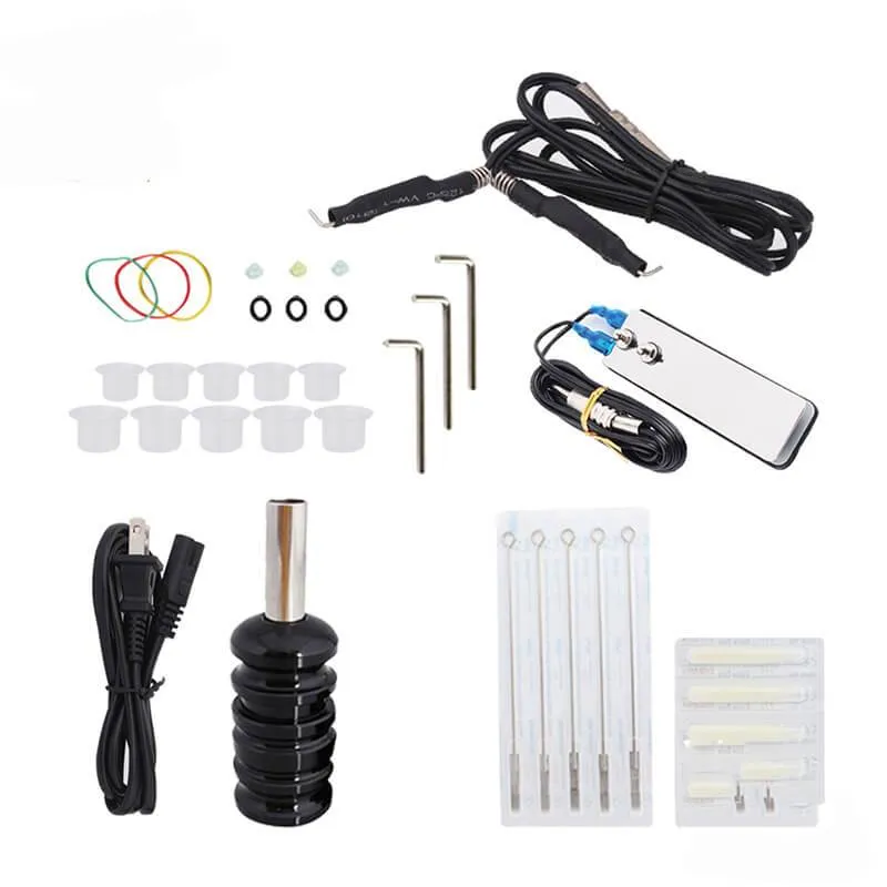 Beginner Tattoo Kit High Quality 8 Wrap Coils Tattoo Gun Machines Grips Needles Tips Power Supply Tatu Tattoo Supplies