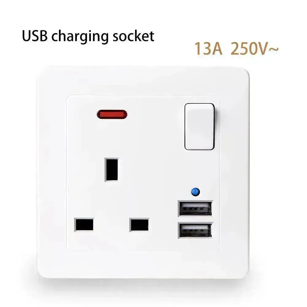British Standard USB Wall Three-hole Power Strip Socket Panel