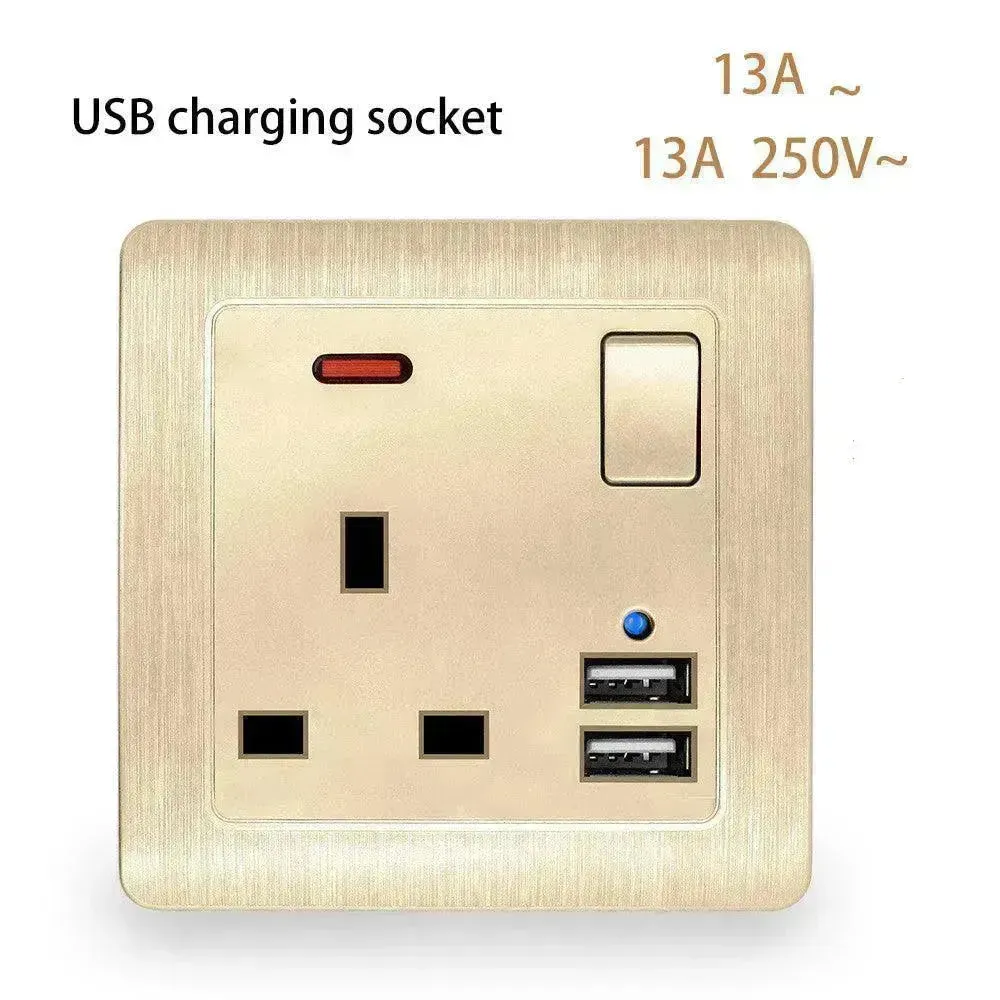 British Standard USB Wall Three-hole Power Strip Socket Panel