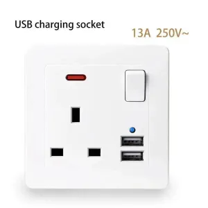 British Standard USB Wall Three-hole Power Strip Socket Panel