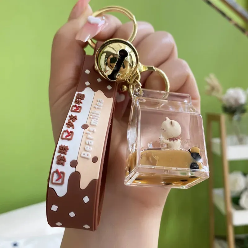 Bubble Tea Floating Boba Keychain