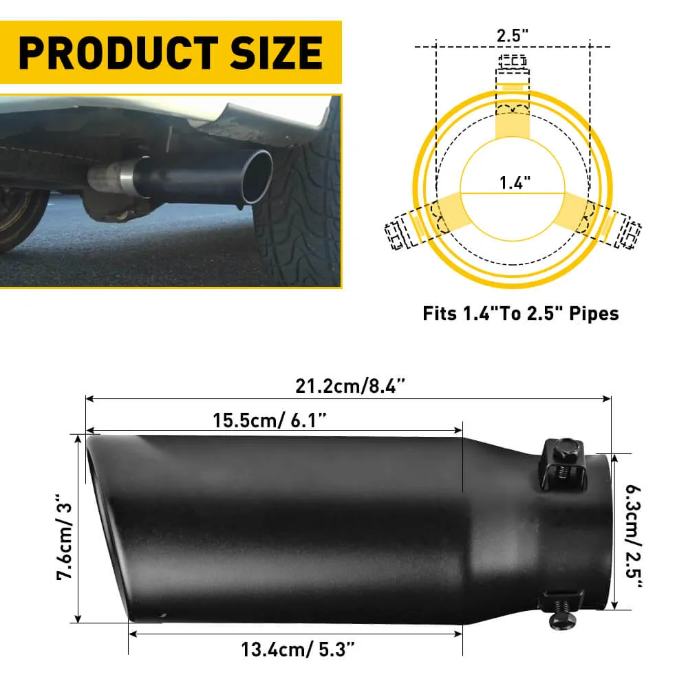 Car Rear Muffler Tip Exhaust Pipe Stainless Steel Round Accessories Straight Pipe