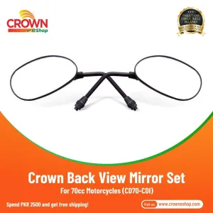 Crown Back View Mirror (Ball Function) Set for CD70-CDI Motorcycles
