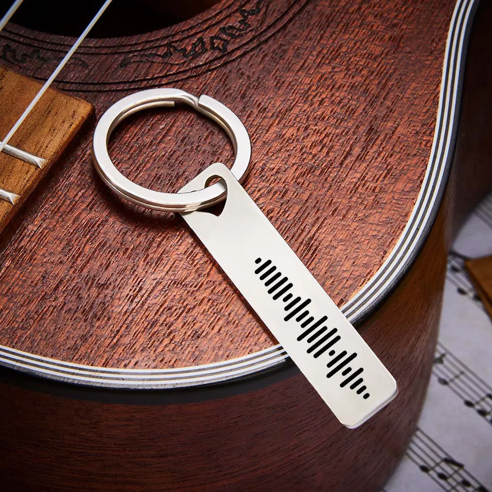 Custom Music Code Keychain Engraved 3D Bar Keyring