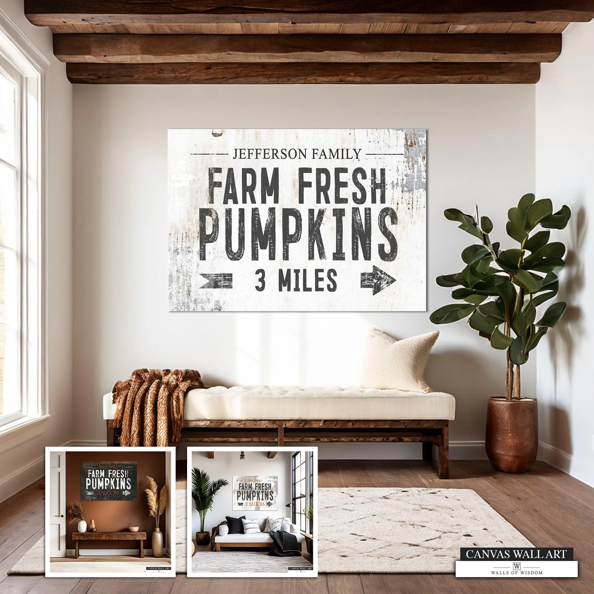 Farm Fresh Pumpkins Decorative Sign - Custom Last Name Western-Style Fall Decor