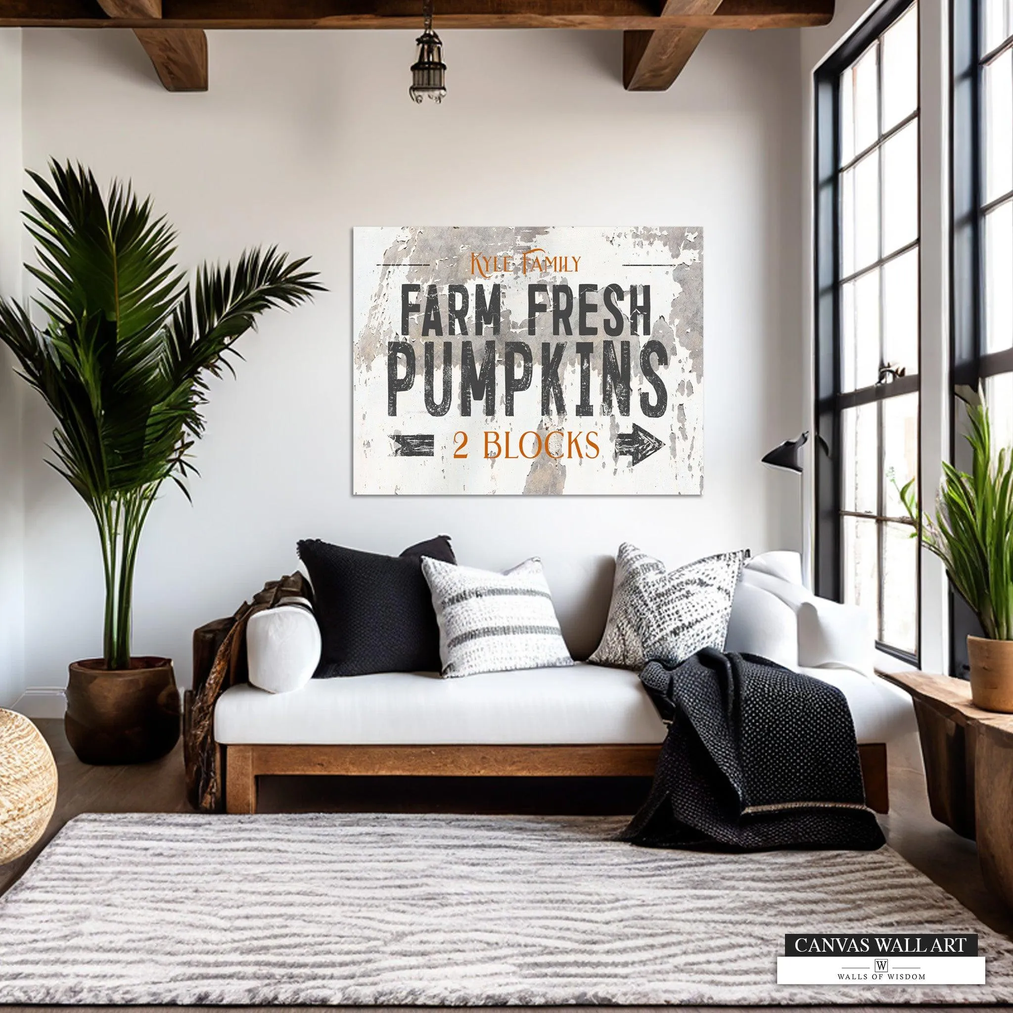 Farm Fresh Pumpkins Decorative Sign - Custom Last Name Western-Style Fall Decor