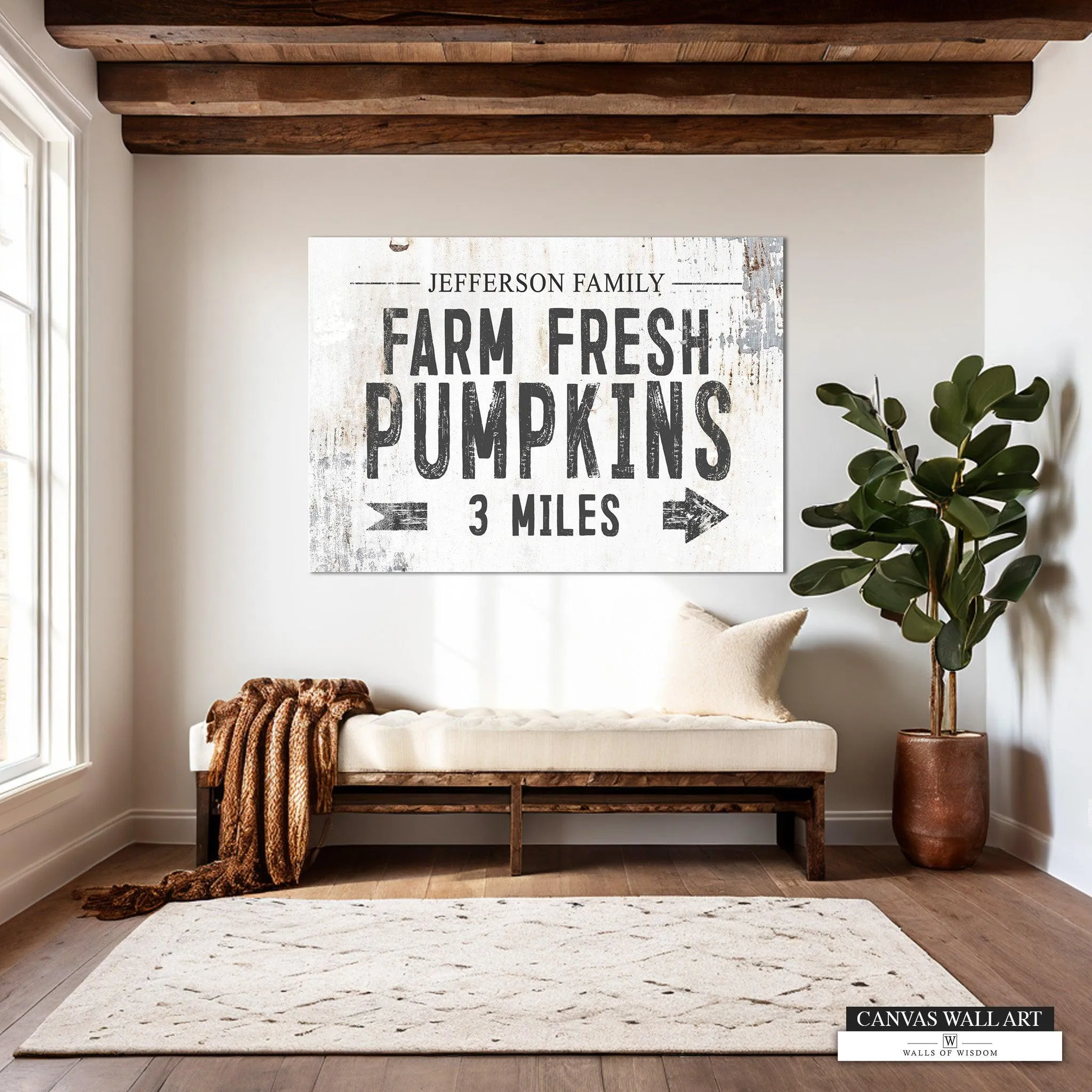 Farm Fresh Pumpkins Decorative Sign - Custom Last Name Western-Style Fall Decor