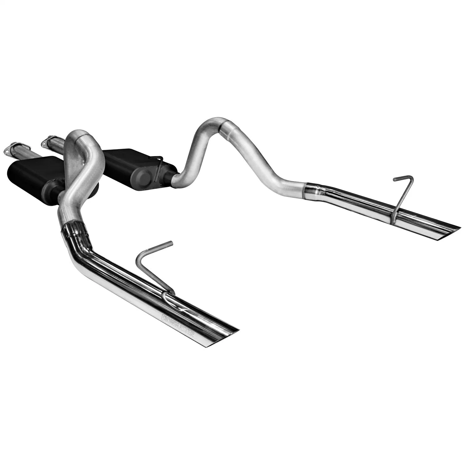 Flowmaster American Thunder Cat-Back Exhaust System - 2-1/2 in Diameter - Dual Rear Exit - 2-1/2 in Polished Tips - Small Block Ford - Ford Mustang 1987-93
