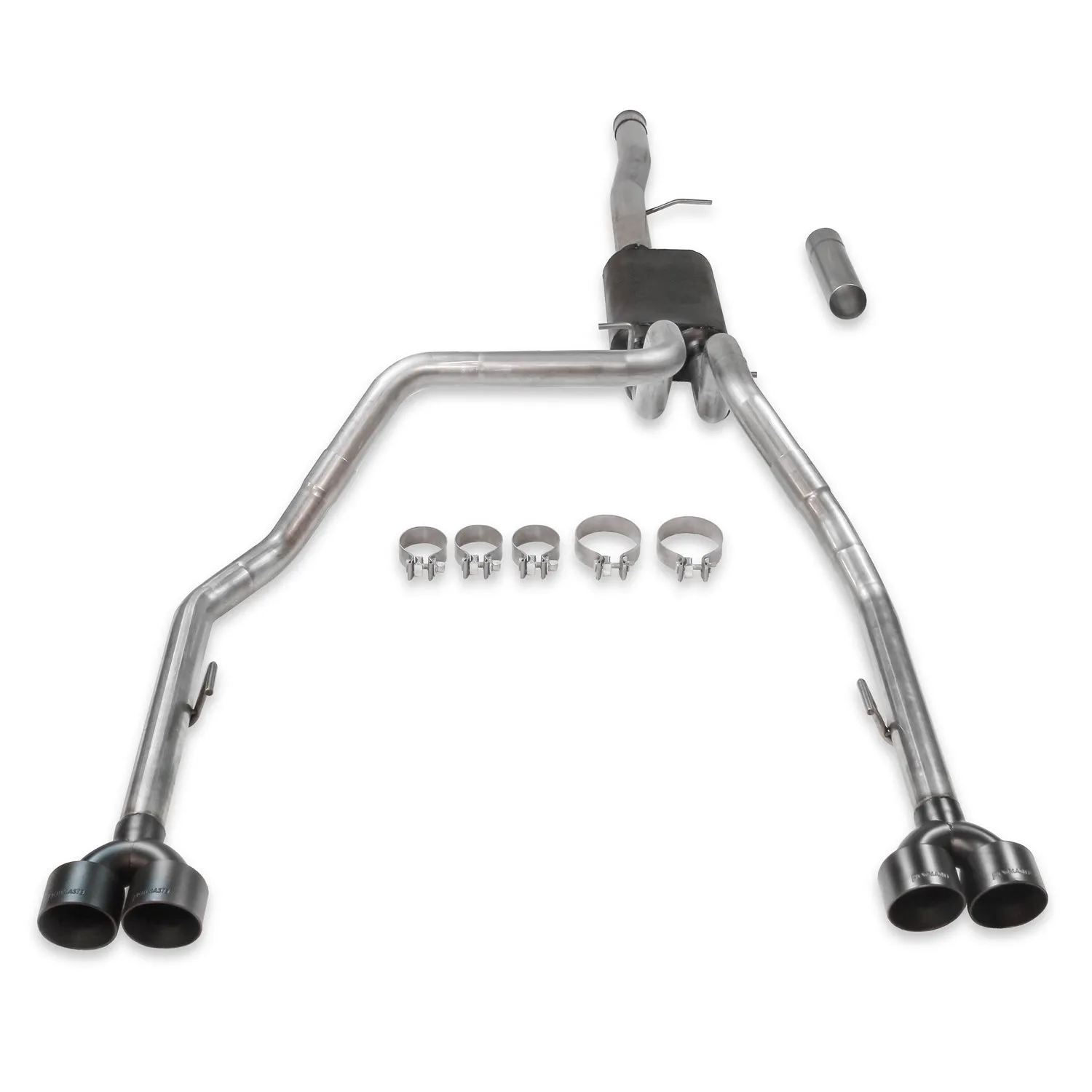 Flowmaster American Thunder Exhaust System - Cat-Back - 2-1/2" Diameter - Dual Rear Exit - Dual 4" Black Ceramic Tips - Stainless - 6.2 L