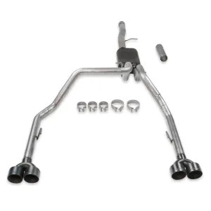 Flowmaster American Thunder Exhaust System - Cat-Back - 2-1/2" Diameter - Dual Rear Exit - Dual 4" Black Ceramic Tips - Stainless - 6.2 L