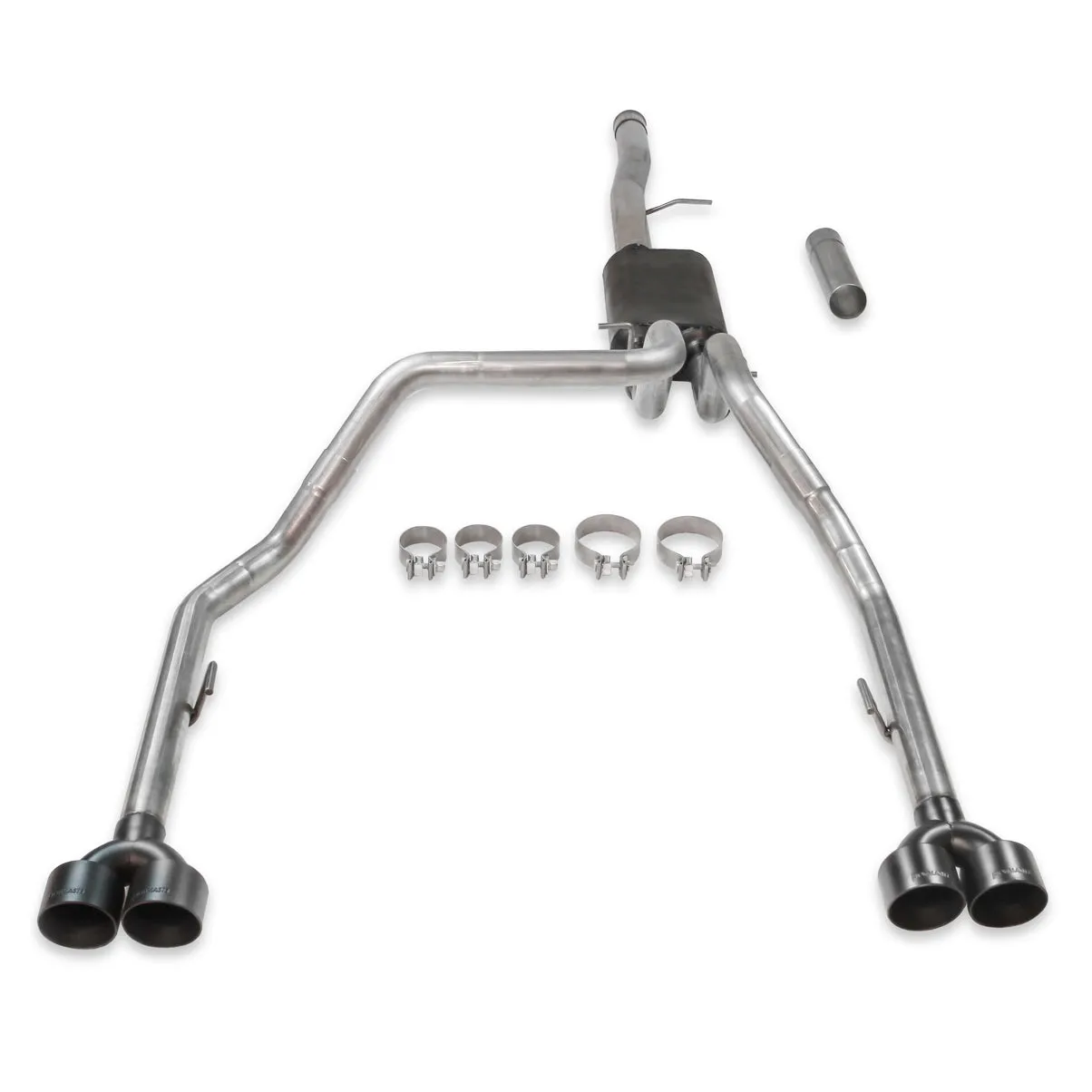 Flowmaster American Thunder Exhaust System - Cat-Back - 2-1/2" Diameter - Dual Rear Exit - Dual 4" Black Ceramic Tips - Stainless - 6.2 L