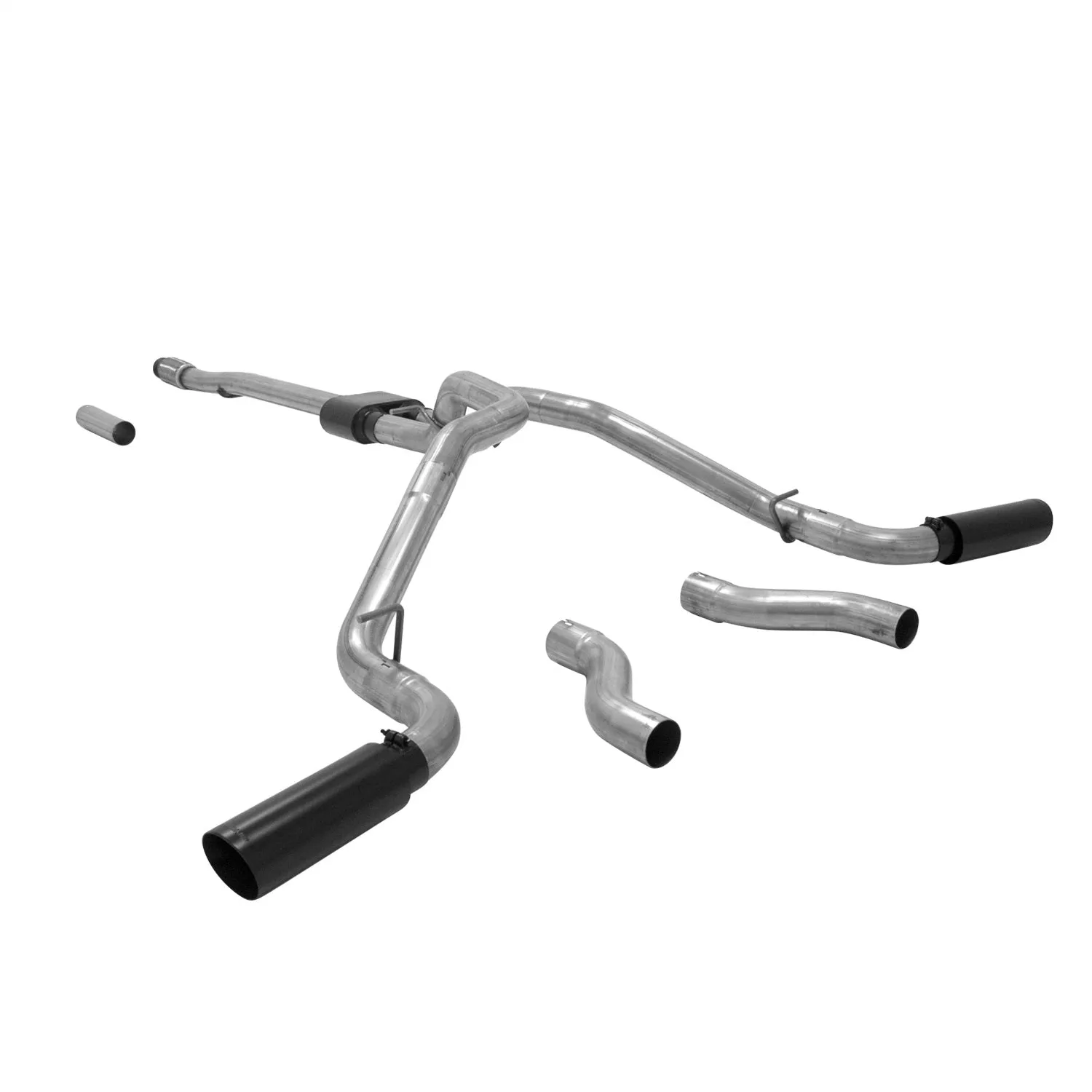 Flowmaster Outlaw Cat-Back Exhaust System - 3 in Tailpipe - 4 in Tips - Black / Natural - GM Fullsize Truck 2014-19