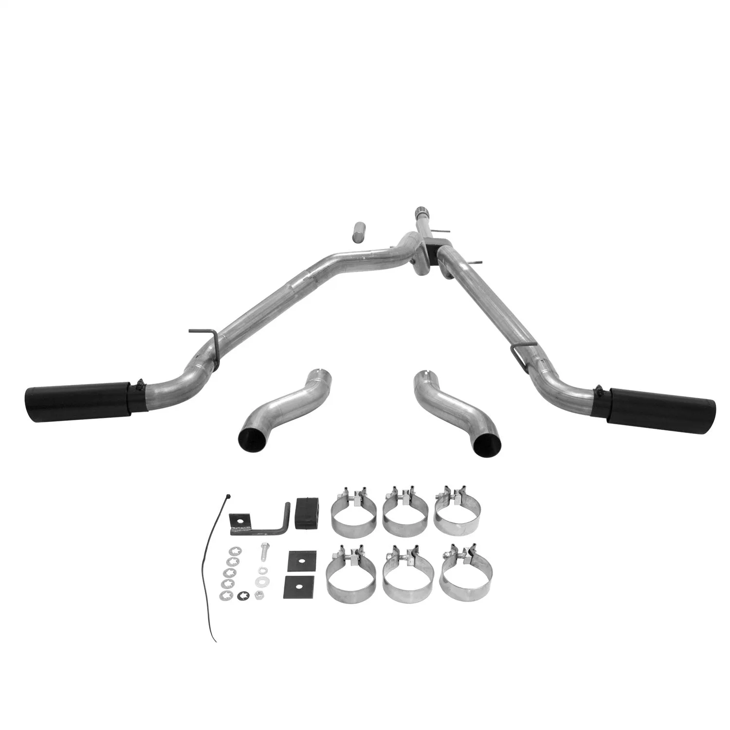 Flowmaster Outlaw Cat-Back Exhaust System - 3 in Tailpipe - 4 in Tips - Black / Natural - GM Fullsize Truck 2014-19