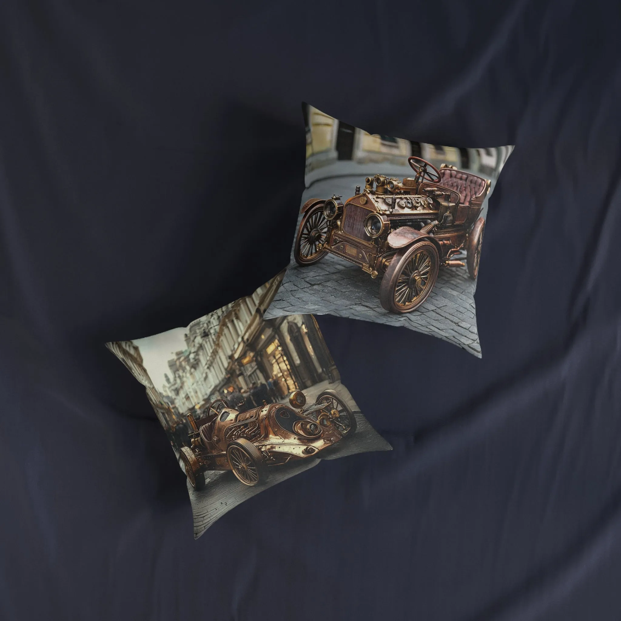 Industrial-Style Car 3 - Square Cushion - Steampunk Home Decor UK