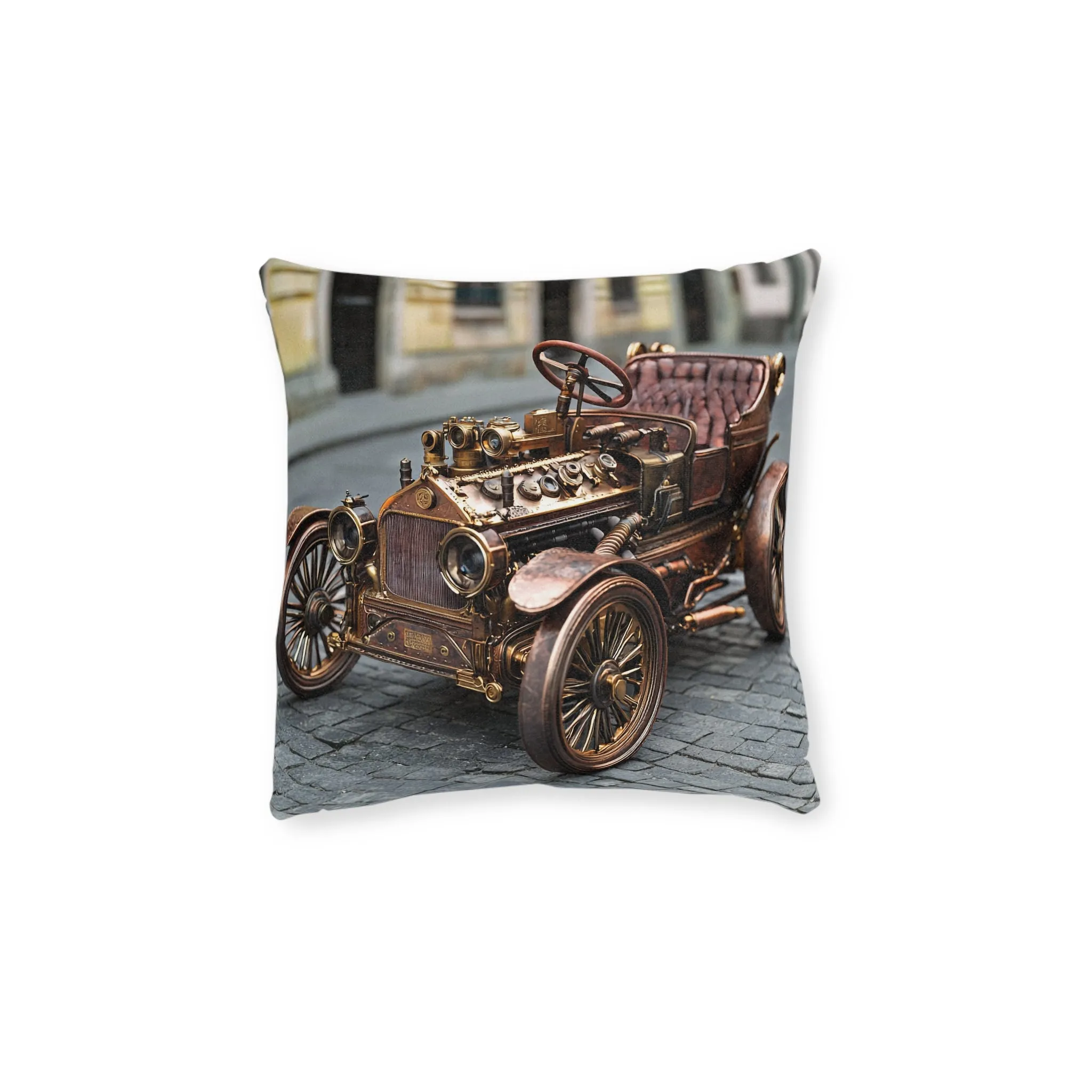 Industrial-Style Car 3 - Square Cushion - Steampunk Home Decor UK