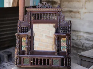 Intricate Carved Teak Wood Mirror