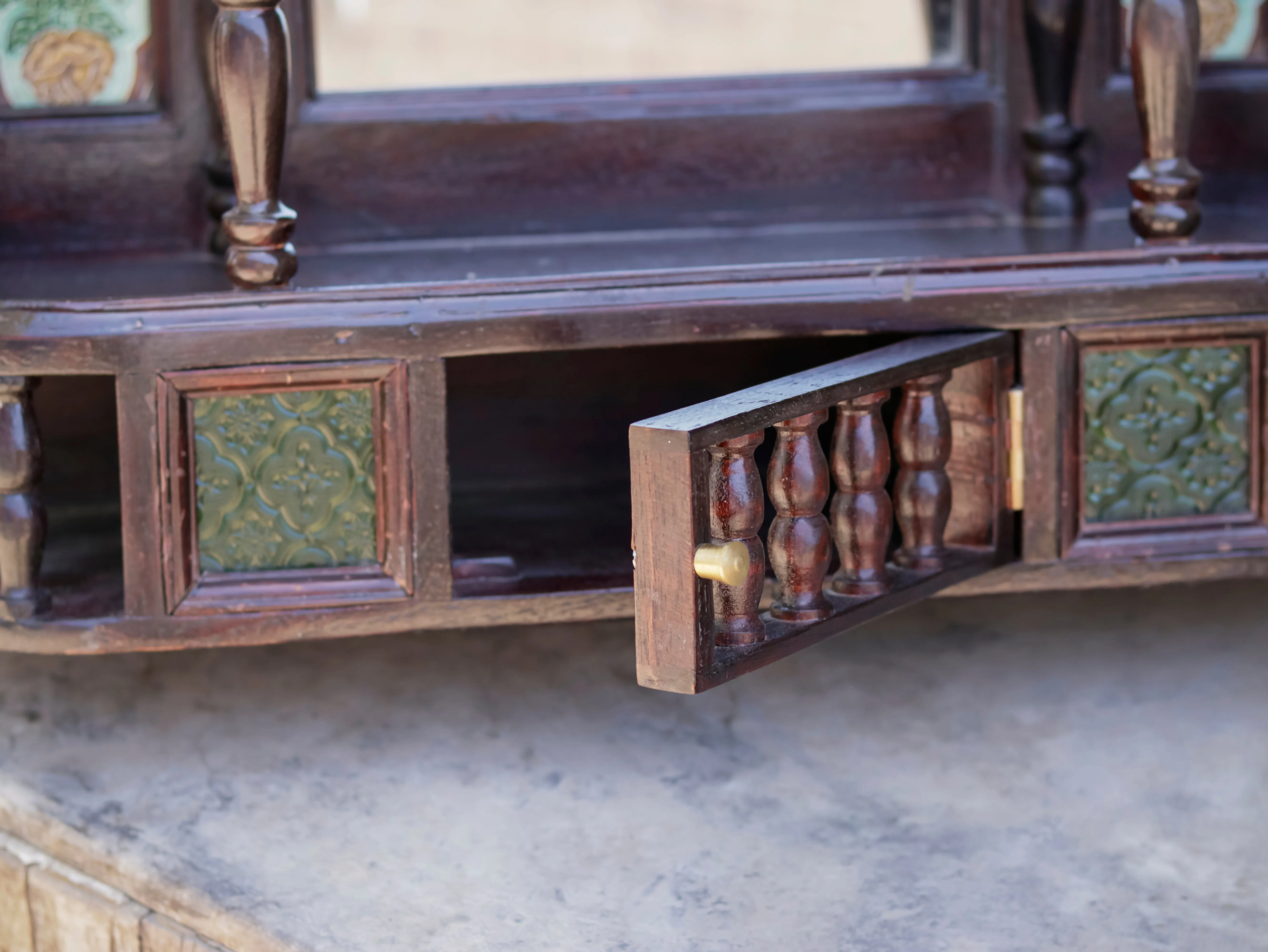 Intricate Carved Teak Wood Mirror