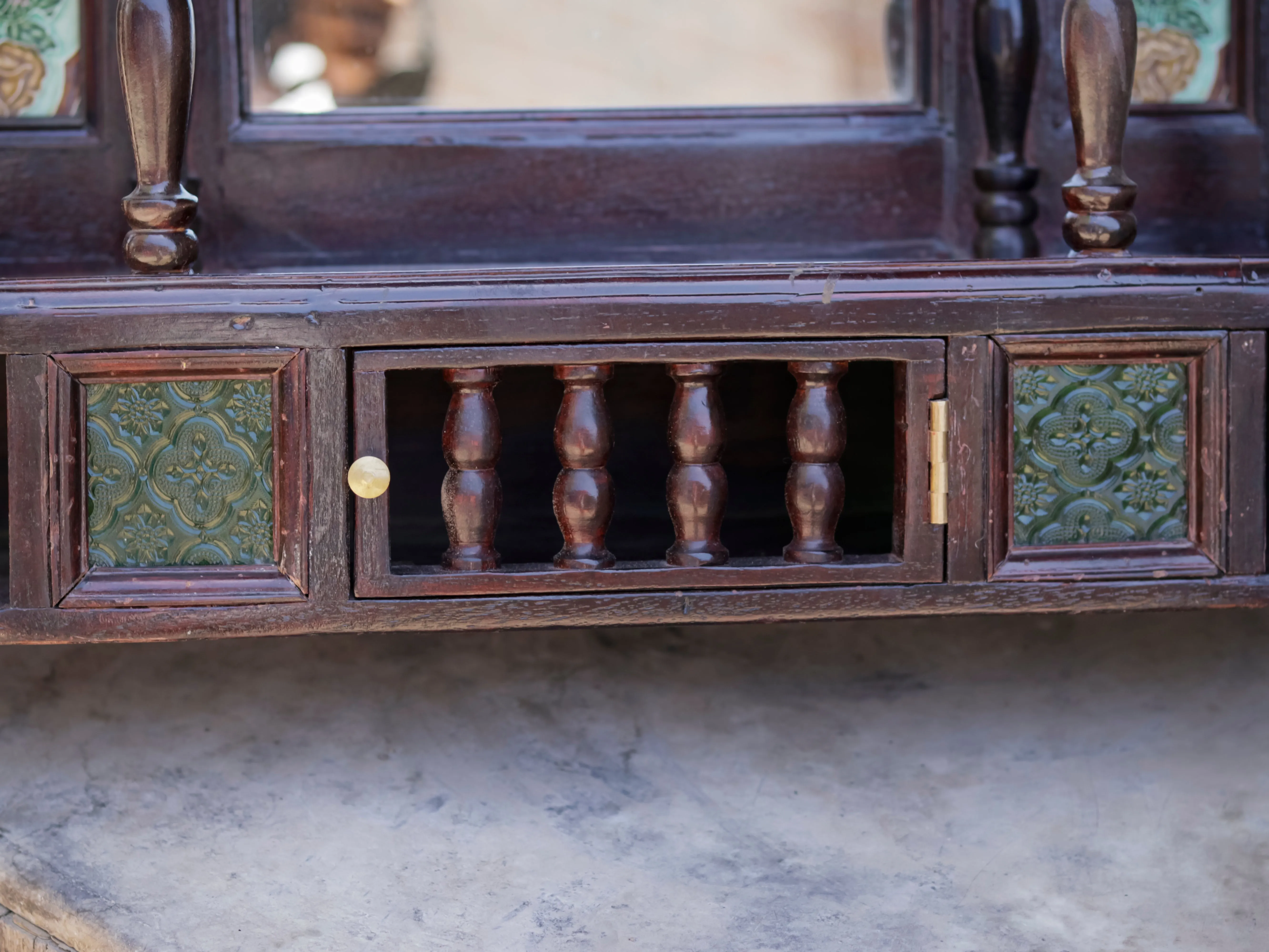 Intricate Carved Teak Wood Mirror