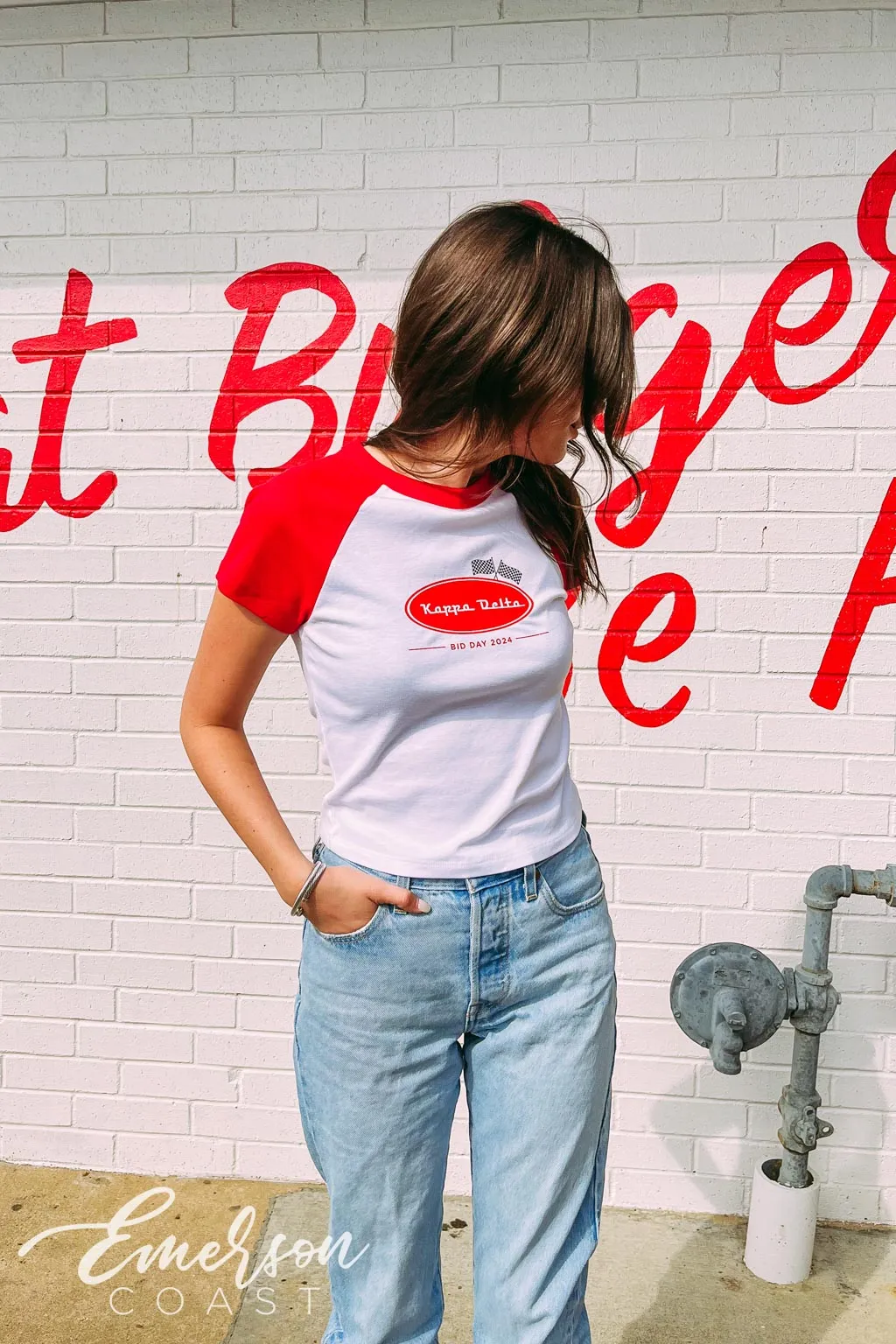 Kappa Delta Race Home Bid Day Raglan Baby Tee