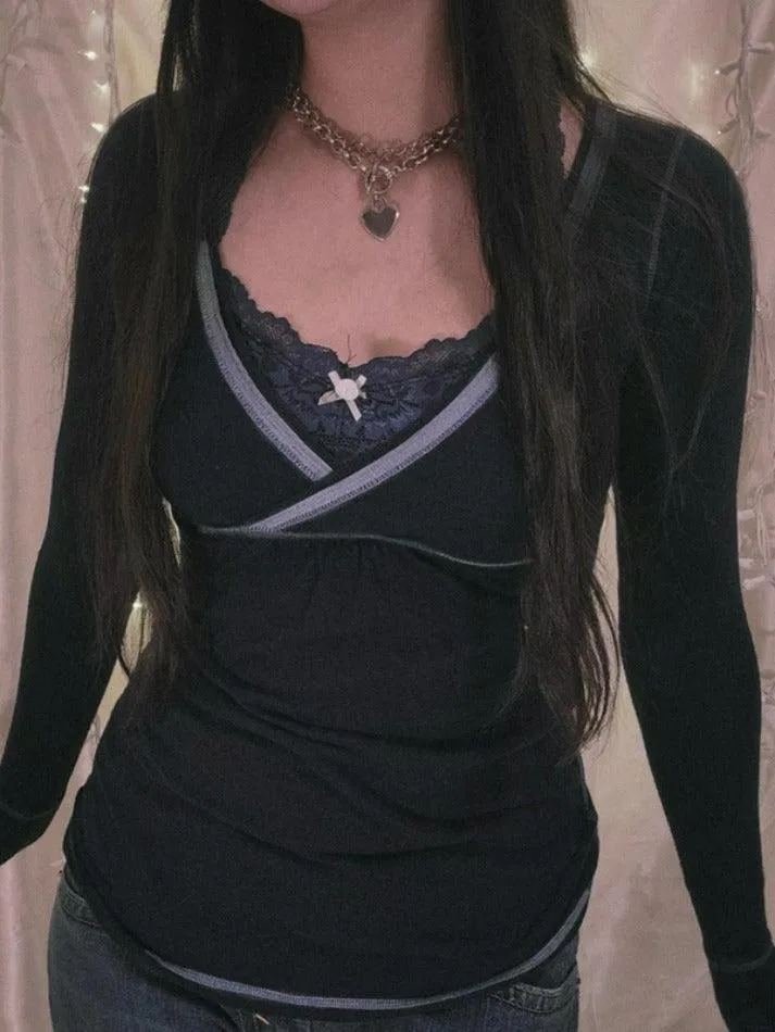 Lace Bow Long Sleeve Tee