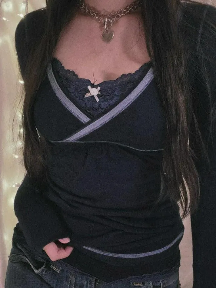 Lace Bow Long Sleeve Tee