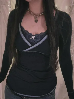Lace Bow Long Sleeve Tee