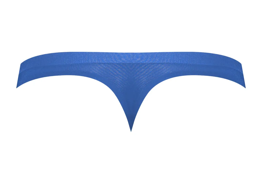 Male Power Seamless Sleek Thong with Sheer Pouch Blue
