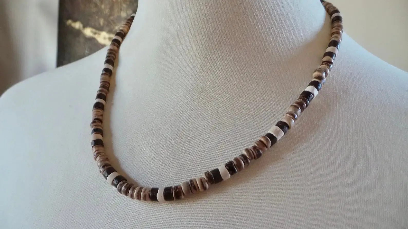 Men's African necklace, Men african Beaded jewelry, Surfer necklace Gifts for men, Wooden Beach Necklace