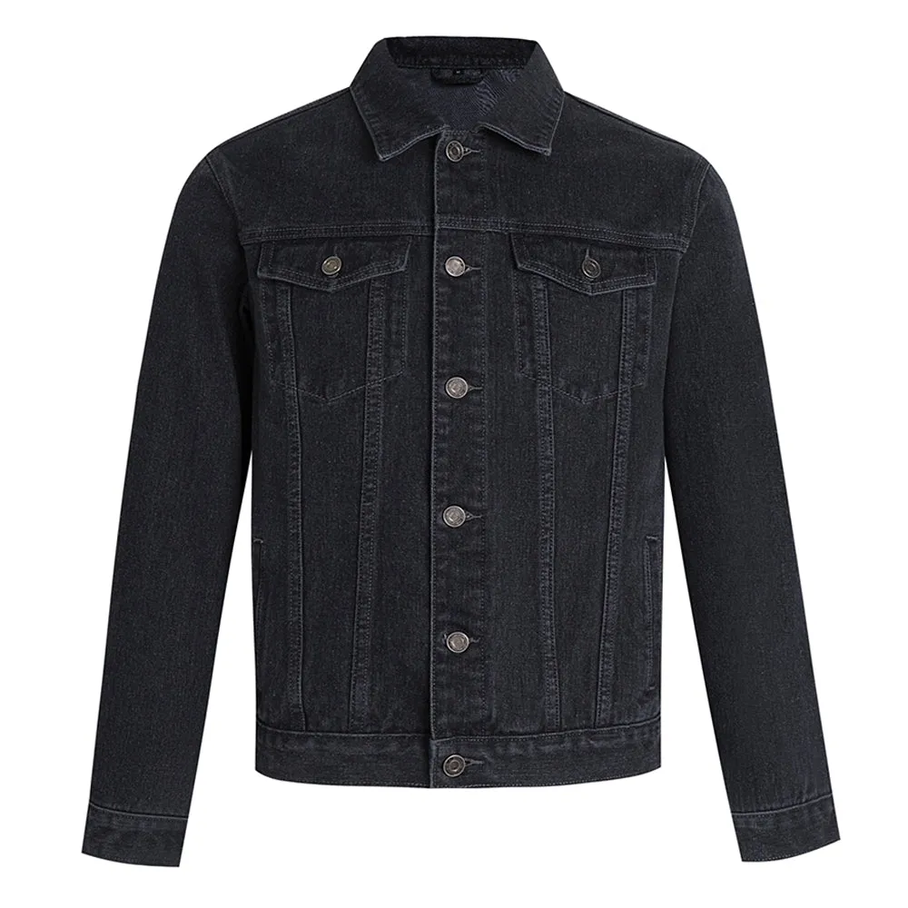 Mens Vintage Cartoon Prints New York Never Give Up Be Brave Denim Jacket
