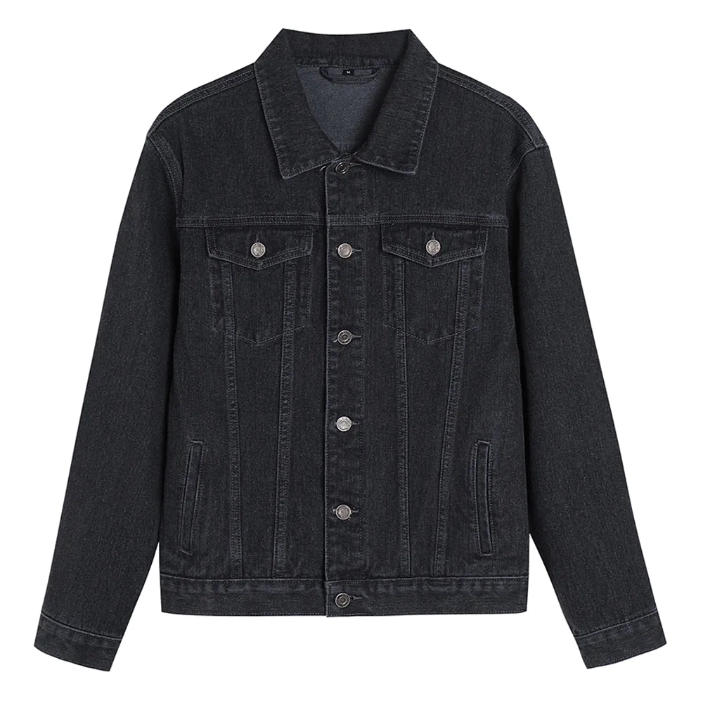 Mens Vintage Cartoon Prints New York Never Give Up Be Brave Denim Jacket
