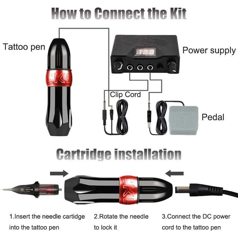 Professional Rotary Tattoo Machine Swiss Motor Pen Permanent Makeup Tattoo Machine Sets Tattoo Power Strong Quiet Motor Supply