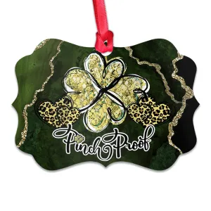 St Patricks Day Marble Clover Pinch Proof Metal Ornament - Christmas Ornament - Christmas Gift