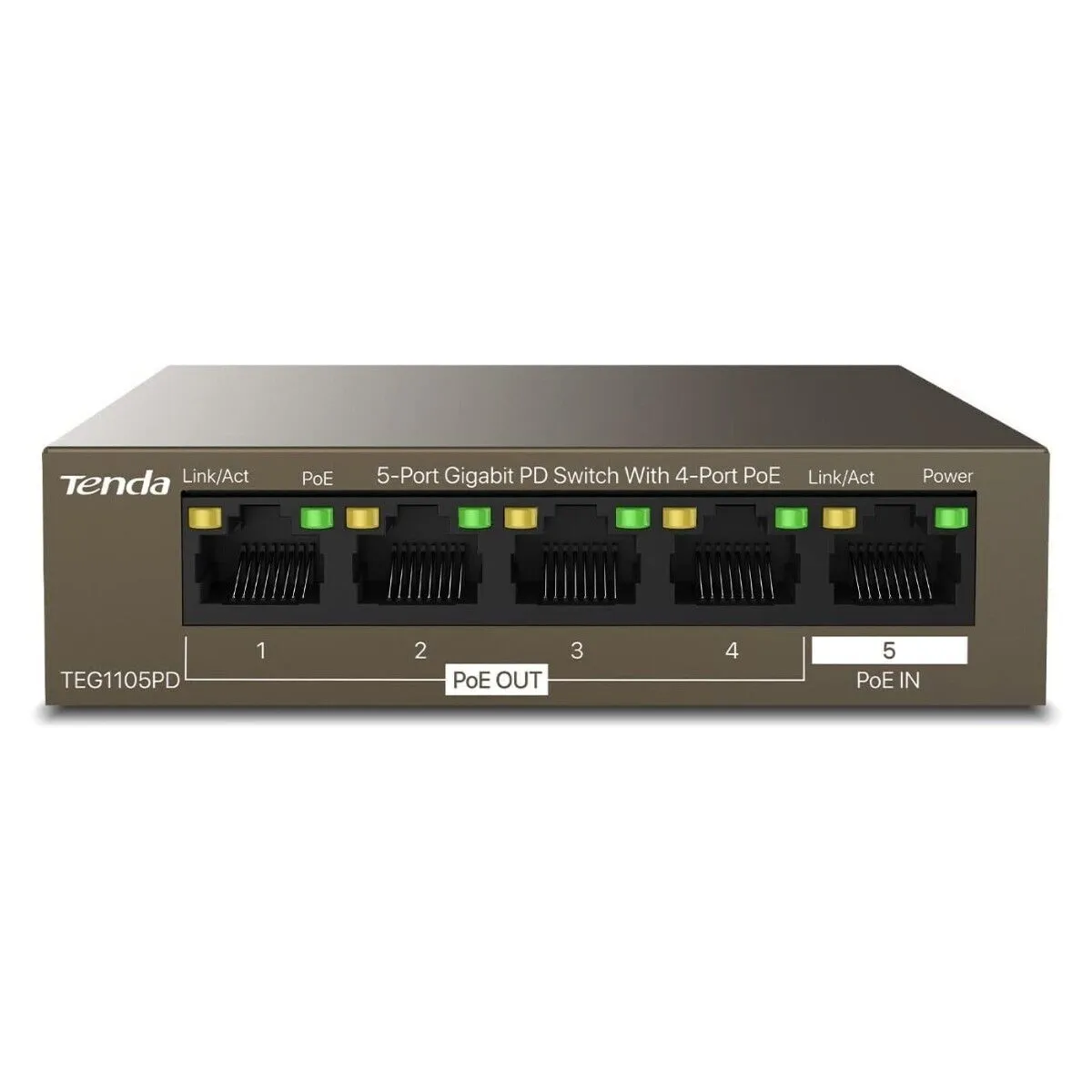 Tenda TEG1105PD 5-Port Network Switch Gigabit Power Delivery With 4-Port PoE 