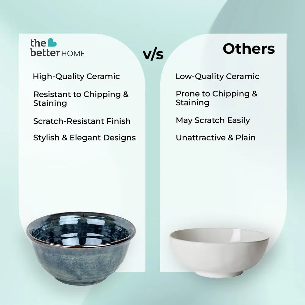 The Better Home Terra Series Ceramic Serving Bowl | Ramen Soup Bowl Microwave Safe | Scratch Resistant | Stain Proof